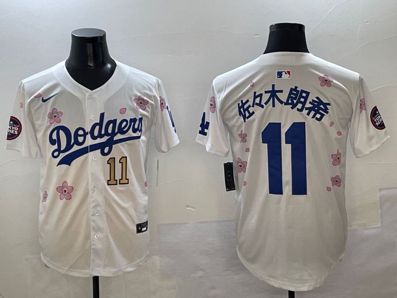 Men Los Angeles Dodgers #11 R.Sasaki White Sakura Edition 2025 Nike MLB Jersey style 4->los angeles dodgers->MLB Jersey